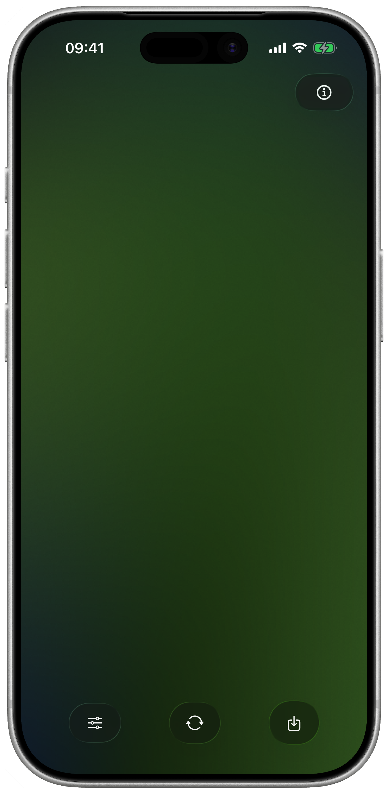 Meshy iPhone app showing a soft mesh gradient wallpaper preview.